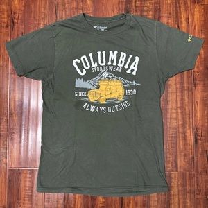 VINTAGE Columbia T-Shirt | Olive Green | Used Like-New | Medium